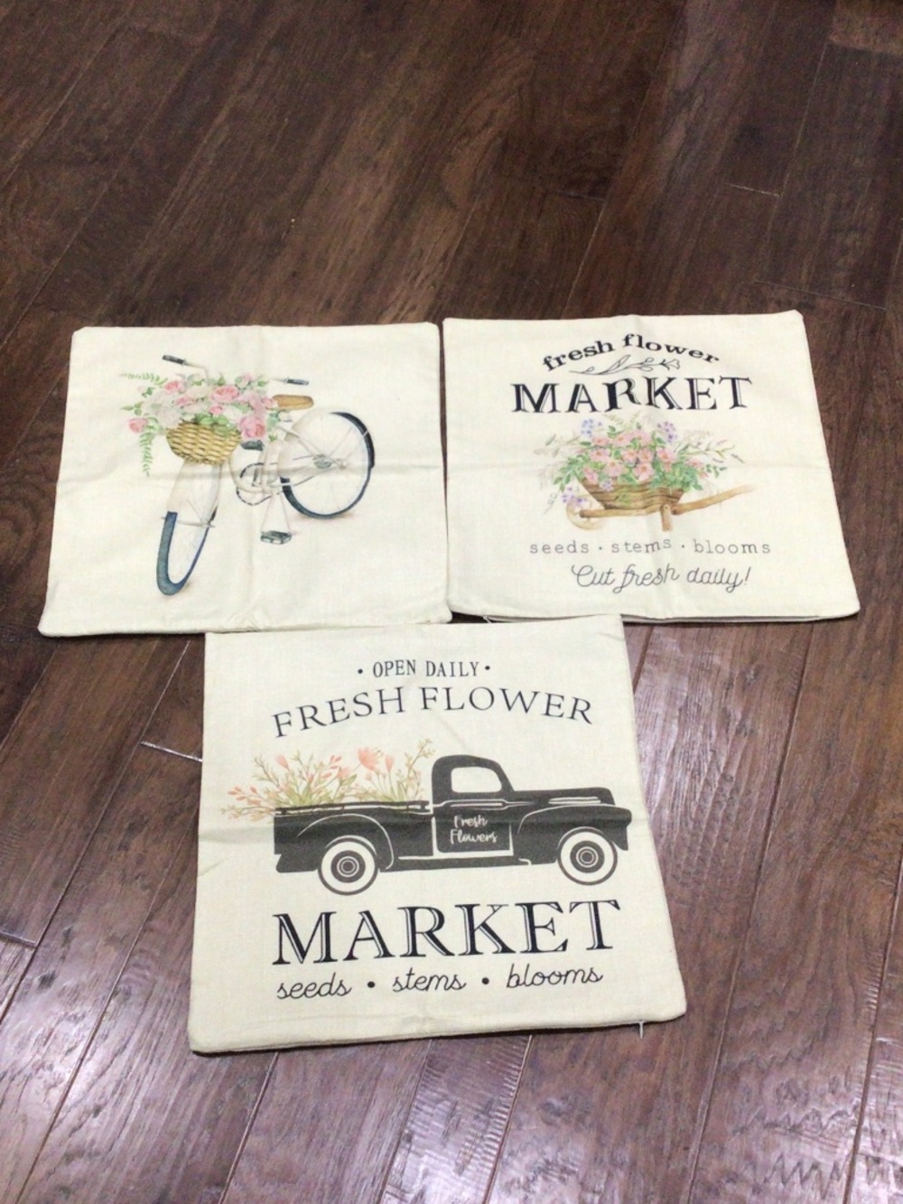 Three Farmhouse pillow covers. 17 x 17 new without tags